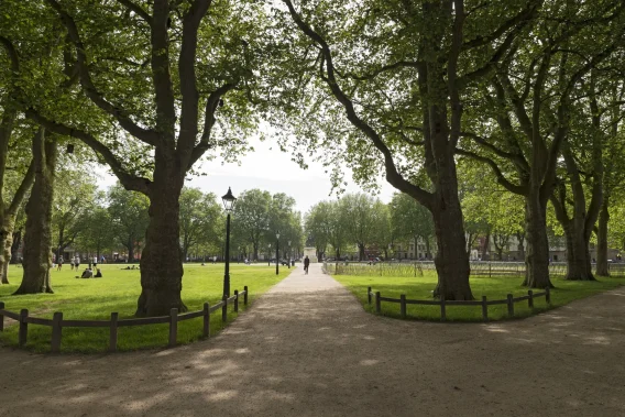 A view from a first person perspective of Queens Square Bristol